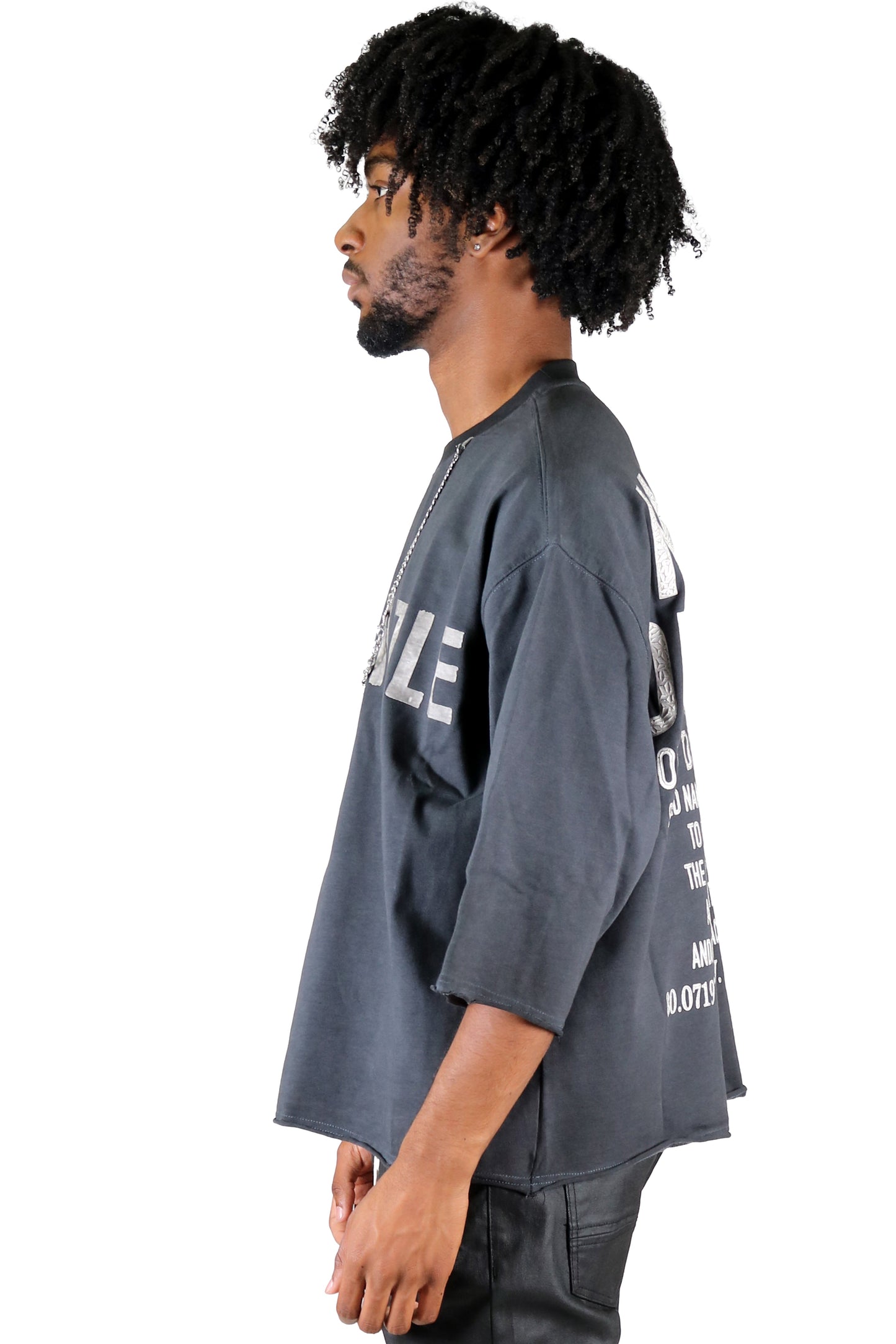AVOYA S/N Jersey 3/4 Sleeve Crop Top Tee with Detachable Necklace