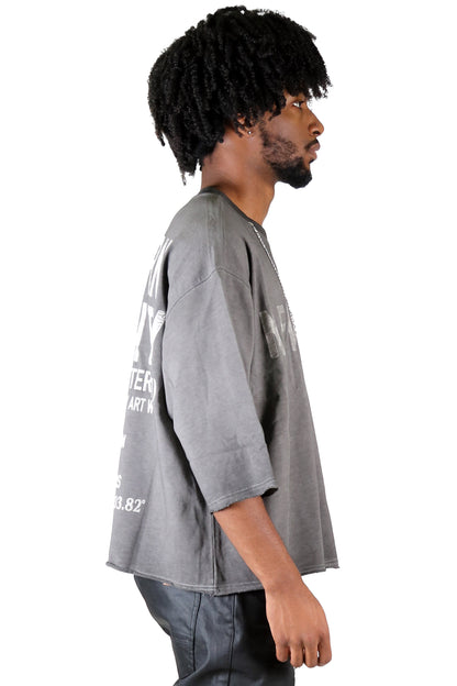 ORBITS S/N Jersey 3/4 Sleeve Crop Top Tee with Detachable Necklace