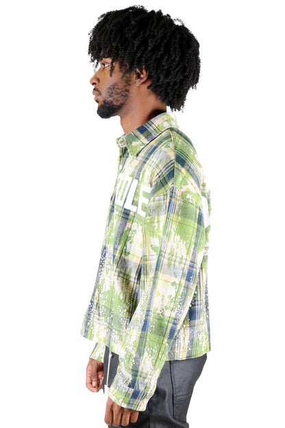 QUARTZ Heavy Flannel Crop Top Button Down Shirt