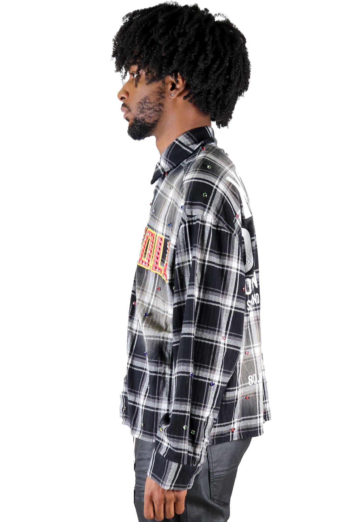 UMBRO Long Sleeve Washed Flannel Crop Top Button Down Shirt