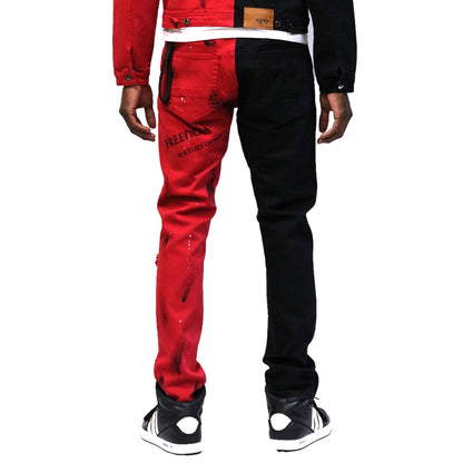 Chairo Premium Washed Skinny Half and Half Twill Pants